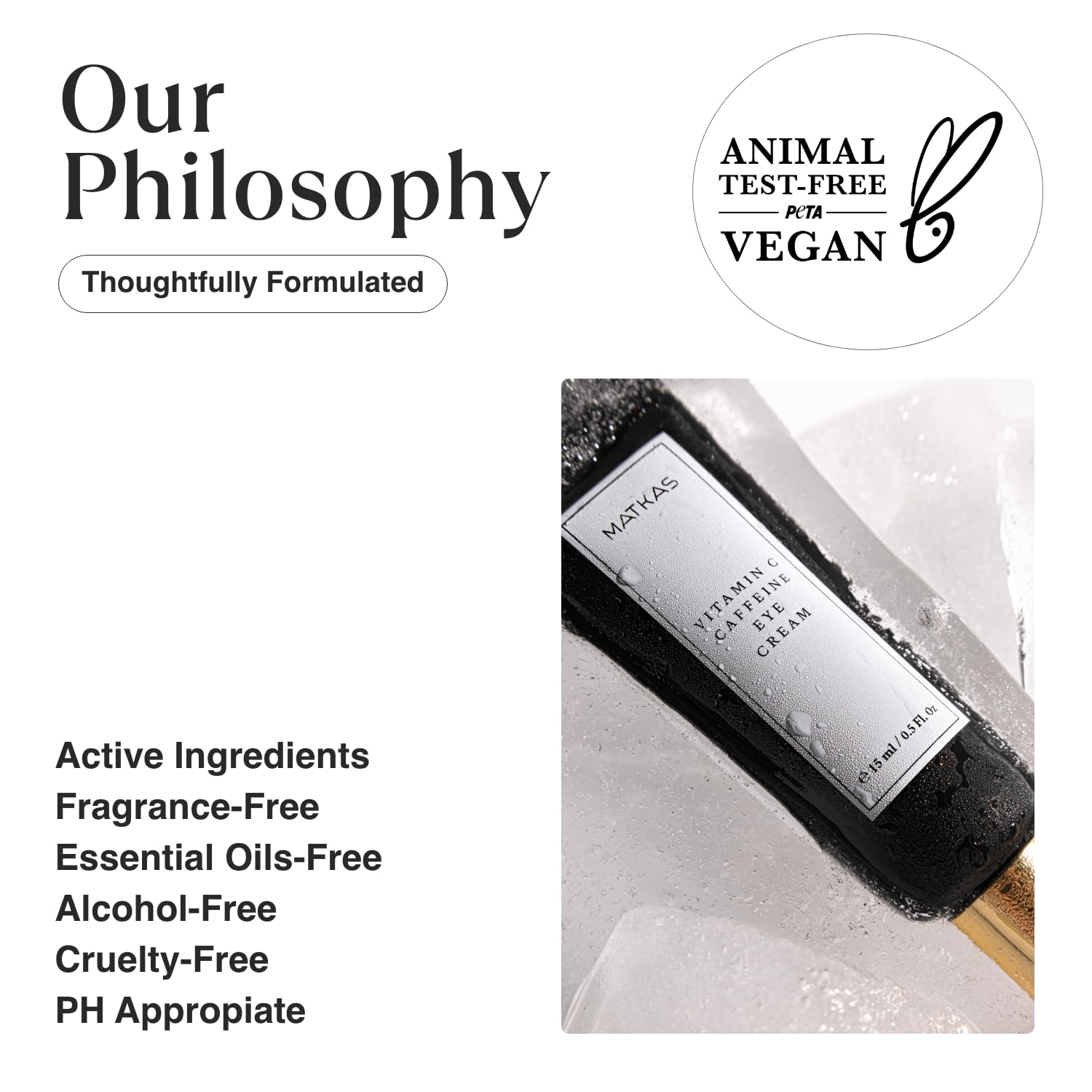 MATKAS Korean Vitamin C Eye Cream for Dark Circles and Puffiness, Bags, Wrinkles, Hydrating, Energizing, Brightening Under Eye Cream Anti Aging, Puffy Eyes Treatment - Caffeine, Peptides, Vitamin E